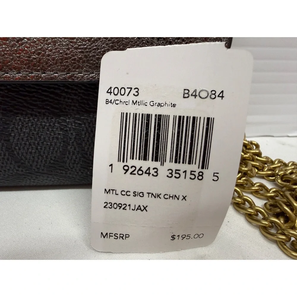 COACH Metallic Colorblock 40073 Canvas Signature Turnlock Chain Crossbody  NEW!